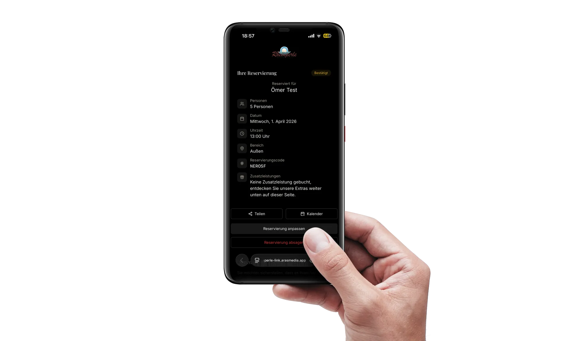 Reservierungsbestätigung per SMS